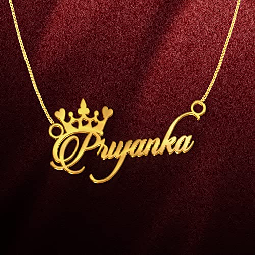 Image of Priyanka Cursive Gold & Silver Name Pendant Necklace, Best Jewelry Gift for Girls.