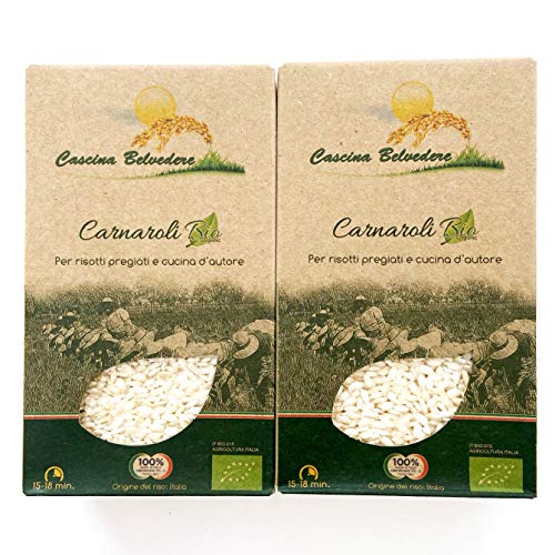 Organic Italian Carnaroli Risotto Rice, USDA Organic Rice, NON-GMO and Chemical Free – Carnaroli Rice that is Farmed in Italy, Best for Real Italian Risotto – Pack of 2, 17.64 oz each