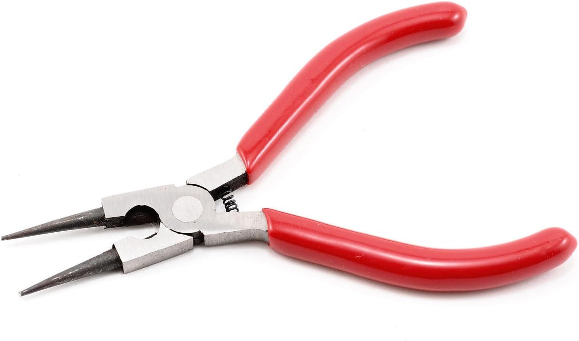 Soft Grip Round Nose Pliers with Side Cutter, 5 Inch Carbon Steel Precision Tool Ideal for Jewelry Making and Crafts