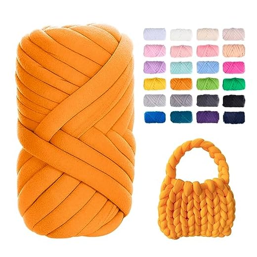 JeogYong Chunky Yarn for Hand Knitting, 0.55lb/10 Yards Giant Yarn Arm Knitting Yarn, Soft Tubular Yarn for Bags, Baskets, Pillows, Pet Nests, DIY Crafts (Orange)