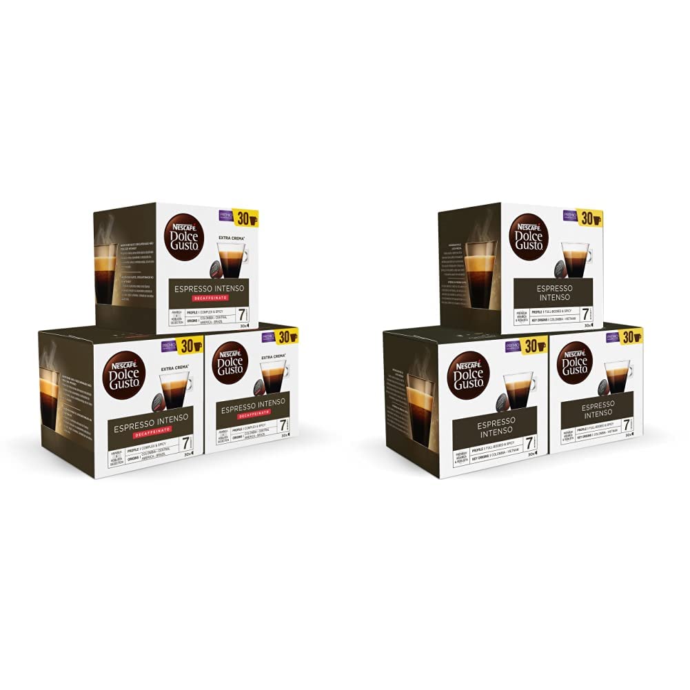 NESCAFÉ Dolce Gusto Espresso Intenso Descafeinado - x3 pack de 30 cápsulas - Total: 90 cápsulas & NESCAFÉ Espresso Intenso - x3 pack de 30 cápsulas - Total: 90 cápsulas