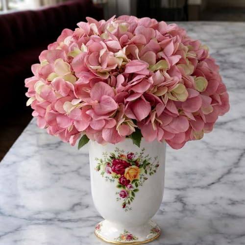 Image of Art Street Artificial Pink Hydrangea Flower Stick for Vases| Faux Flowers| Ideal for Home Decor |Items for Living Room |Christmas Day, New Year Decor| 6 Head Flower|Size: 18 Inch (Set of 4)