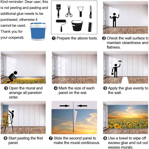 Papier Peint Panoramique 3D Tournesols 400x280 cm | Poster Mural Geant Salon - 8