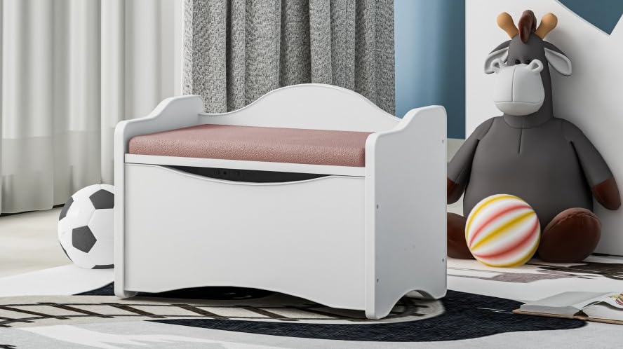 BDW Sitzbank mit Stauraum - Aufbewahrungsbox mit Deckel - für Kinderzimmer, Kindergarderobe - Schuhbank mit Sitzfläche, Spielzeug Aufbewahrung, Spielzeugkiste, Bank