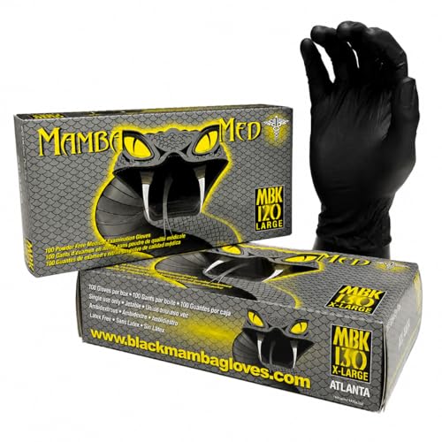 Size X-Large Black Mamba Nitrile Gloves