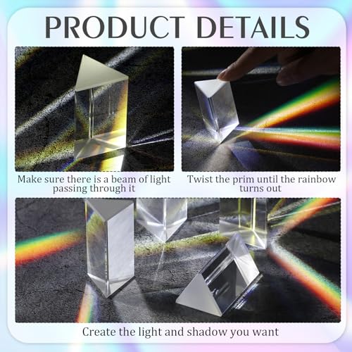Image of Copkim 4 Pcs Clear Glass Prisms K9 Crystal Triangular Prism for Physics Teaching Photo Rainbow Photography Light Prisms for Refracted Light Spectrum Students Presents Gift(2 Inch)