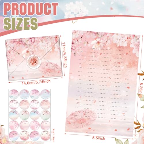 Image of TaoBary 160 Pcs Cherry Blossom Stationery Paper and Envelopes Set