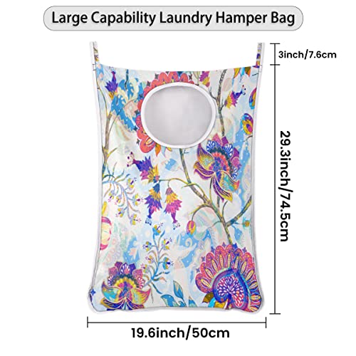 Paisley Floral Hanging Laundry Bag - Large Laundry Hamper Laundry Room Organization And Storage With Stainless Steel Hooks, Perfect For Saving Space And Keeping Clothes Tidy #TOP3