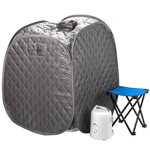 Durasage Personal Foldable Steam Sauna for Weight Loss, Detox & Relaxation at Home, Chair Included (Gray)