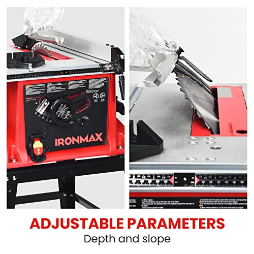 Table Saw - Arnot 15 Amp 10 In. Compact Portable Jobsite Table Saw With Folding Stand, 36T Blade, Cutting Speed Up To 5000Rpm, 45ºdouble-Bevel Cut, Benchtop Table Saw For Woodworking #TOP4