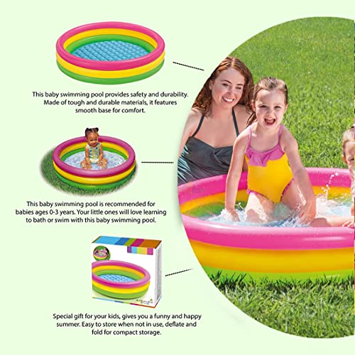 Image of LONGMIRE 5 FT Portable Inflatable & Foldable Kids Swimming Pool with Air Pump Baby Bath Tub Water Pool for Kids and Adults Outdoor&Indoor Kids Bathing Tub