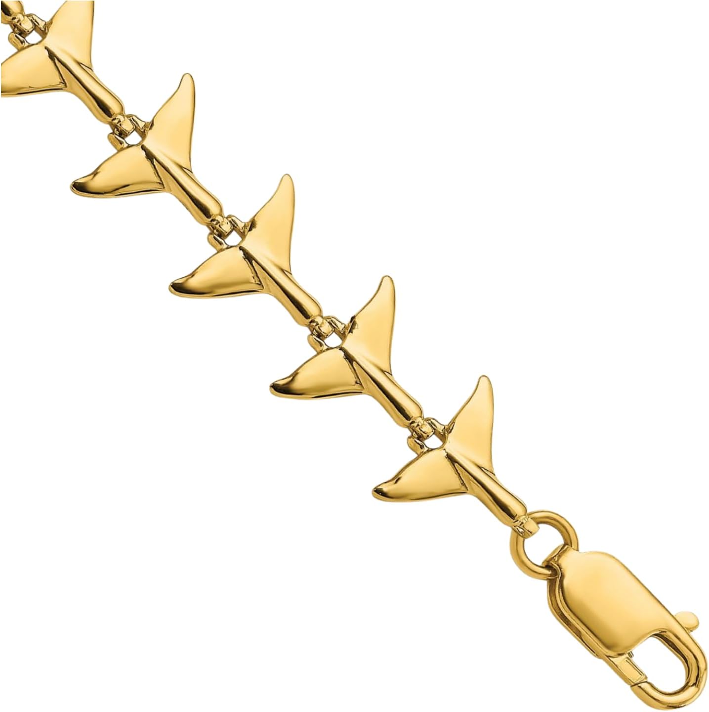 IceCarats 14K Solid Yellow Gold 11.74mm Chunky Link Chain Whale Tail Charm Bracelet 7 inch Polished For Her