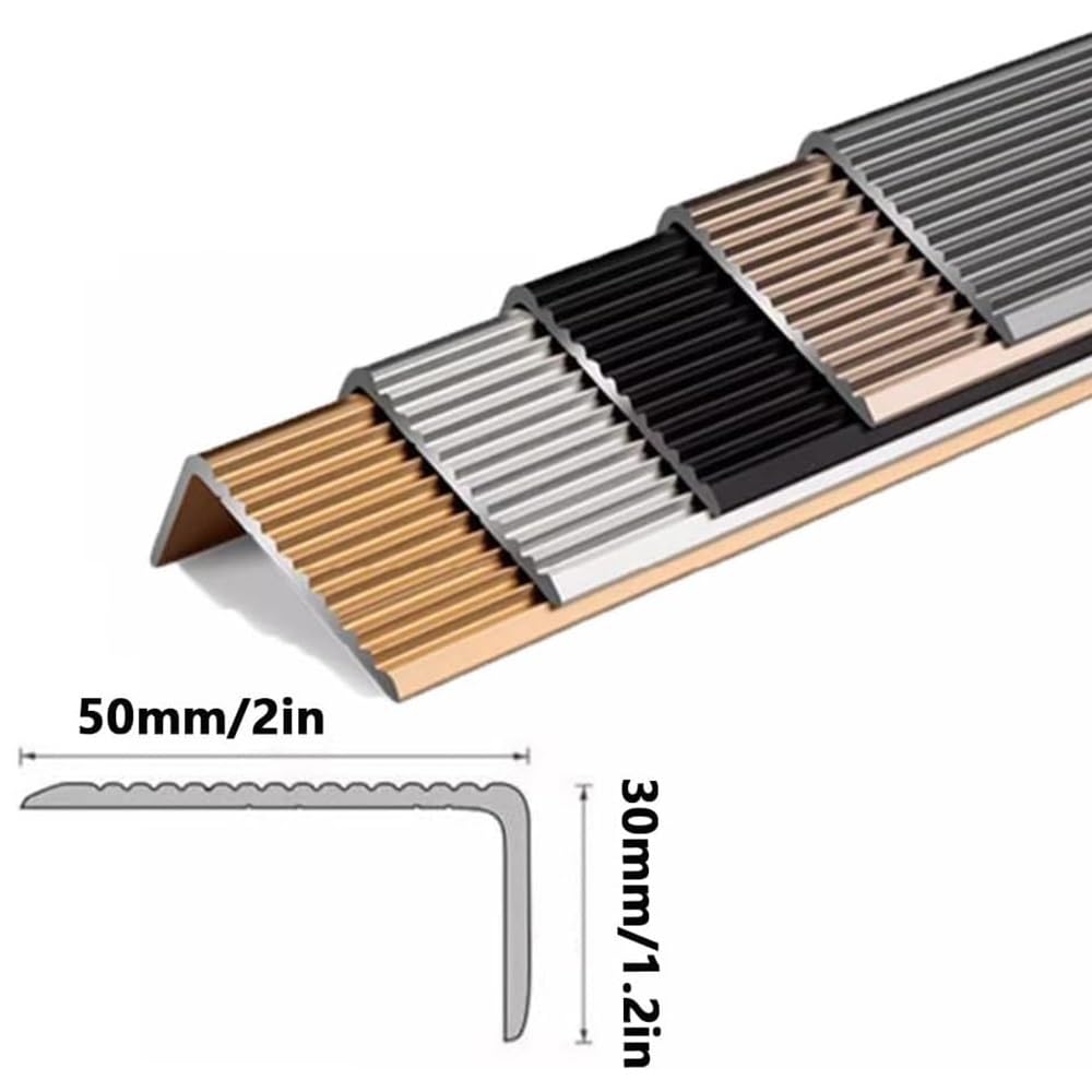 Aluminiowa listwa ochronna na schody, antypoślizgowa, metalowa, przejściowa, do użytku wewnątrz i na zewnątrz, złoty, 5 szt., 48/120 cm, 10 szt