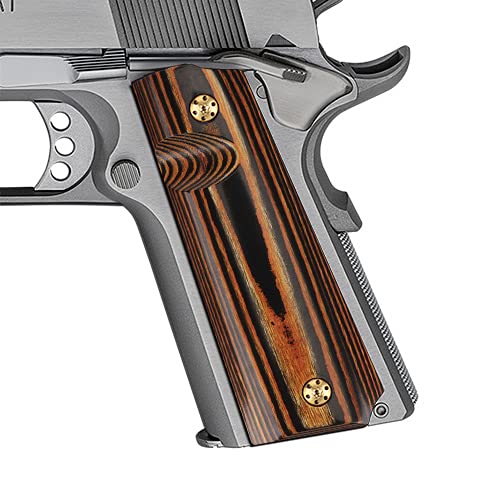 1911 Full Size High Polished Dymond Wood Grips, Free Screws Included, Mag Release, Ambi Safety Cut, Cool Hand Brand, Lynx, H1-S-L - Cool Hand
