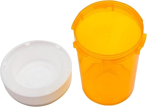Miniatura 7 de Botellas vacías de plástico para píldoras medicinales con tapas resistentes a los niños, 30 frascos de plástico ámbar Dram organizador de pastillas,