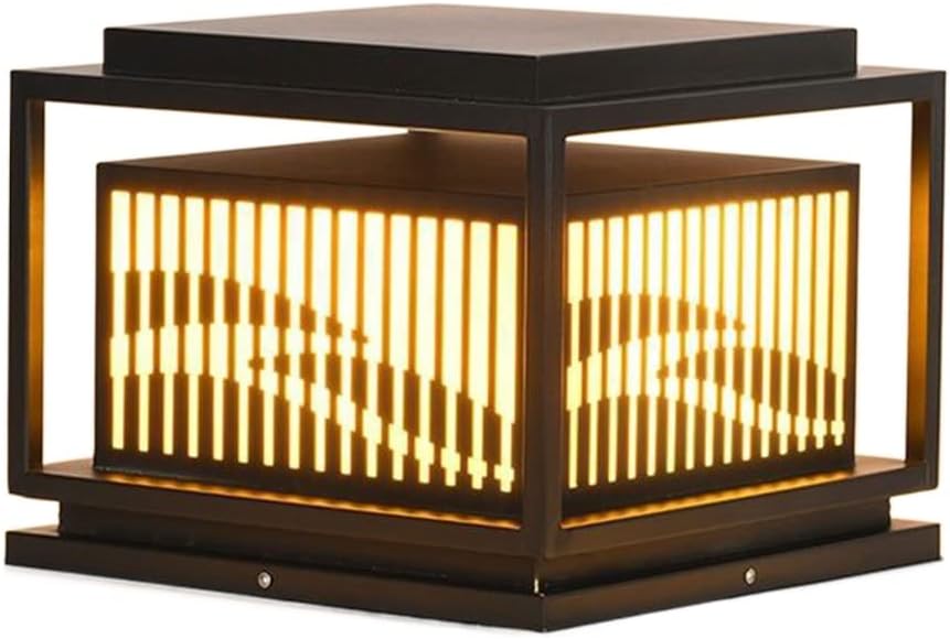 Landscape Lamp Outdoor Garden Post Lamp Metal Fence Post Lights Exterior Pillar Light for Garden Yard Pathway E27 Socket Deck Column Cap Lamp Patio and Terrace Pillar Lamp