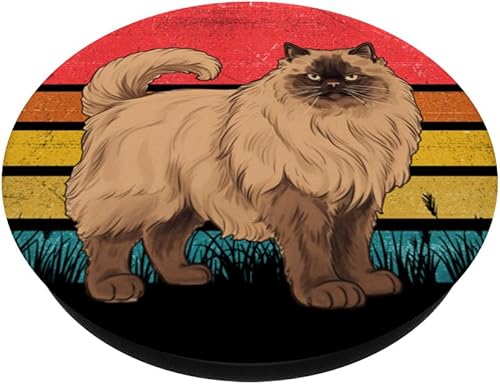 Miniatura 2 de Himalayan Cat Sunset Retro Vintage Design Mom Dad Kids PopSockets intercambiables PopGrip