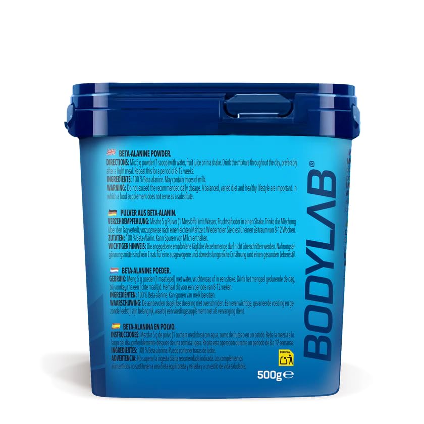Bodylab24 Beta-Alanine 500g, 100% reines Beta-Alanin-Pulver, ohne weitere Zusatzstoffe