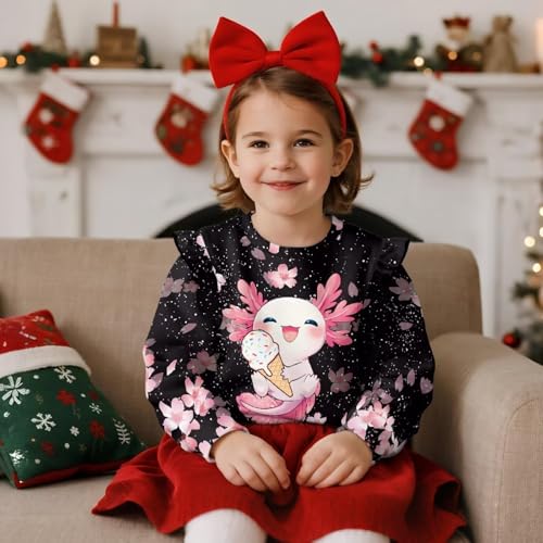 3-8T Winter Clothes for Girls Athletic Tops with Shoulder Ruffles Back to School Outfits2