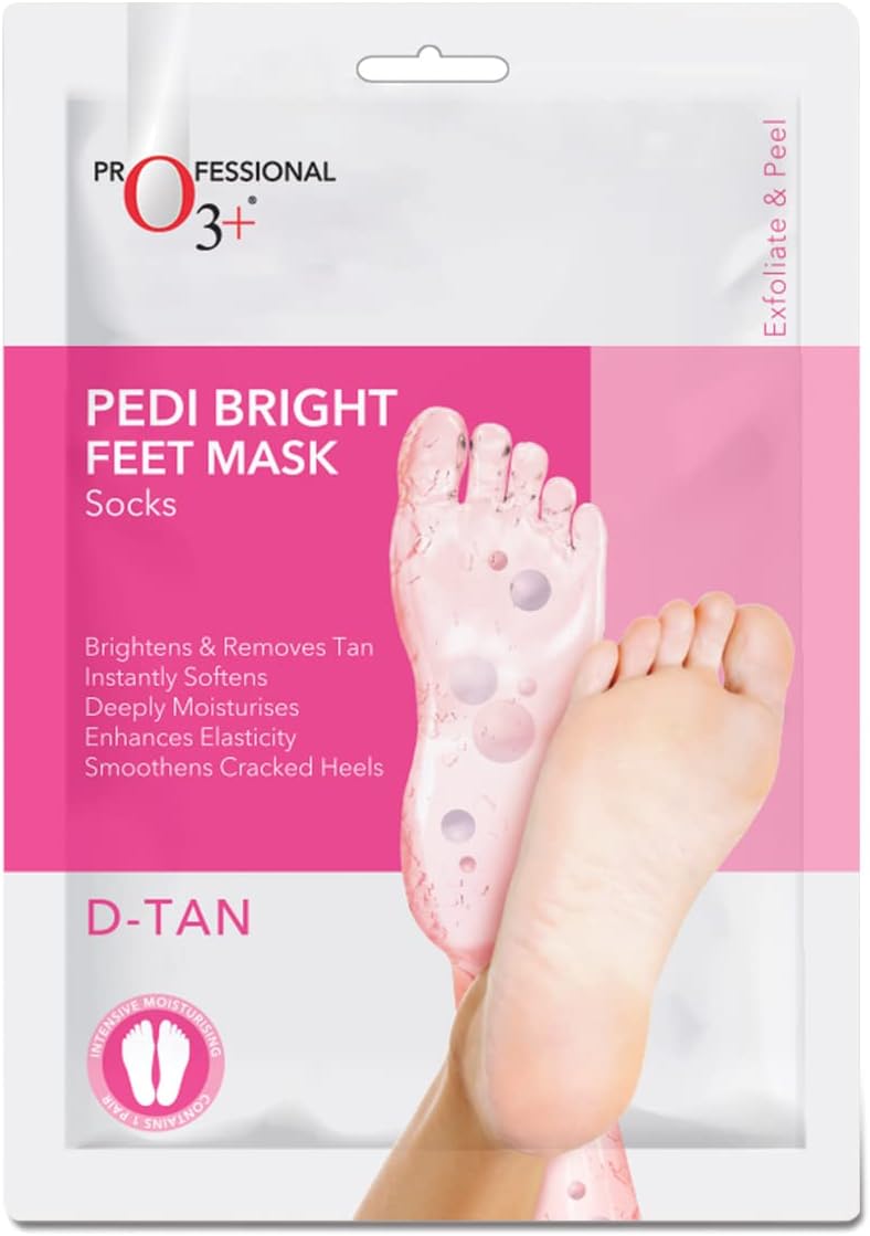 O3+ Professional Pedi Bright Feet Mask Socks - Hydrating, Repairing & Brightening Spa Socks for Cracked Heels & Dry Feet