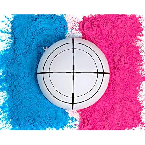 Ultimate Party Supplies Gender Reveal White Target Ball | Pink & Blue Kit | Powder 6 Inch Shooting Ball | Gender Reveal Party Ideas Cover
