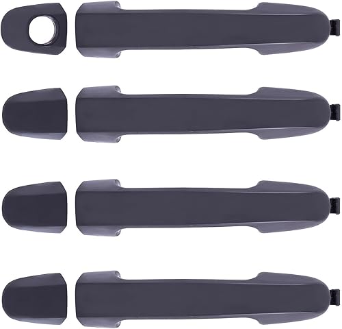 DEAL AUTO ELECTRIC PARTS Kit de manija de puerta exterior negra, 4 piezas delantera+trasera izquierda+lado derecho, compatible con Hyundai 07-10