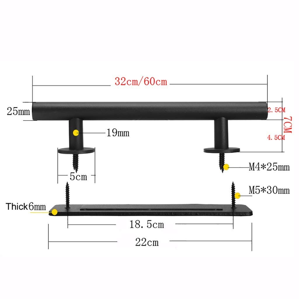 Maniglia per Porta, Maniglia per Porta Scorrevole del Fienile in Ferro Resistente e Set di Maniglie da Incasso, Finitura Verniciata a Polvere Nera, Installazione Facile (Dimensioni : Length6