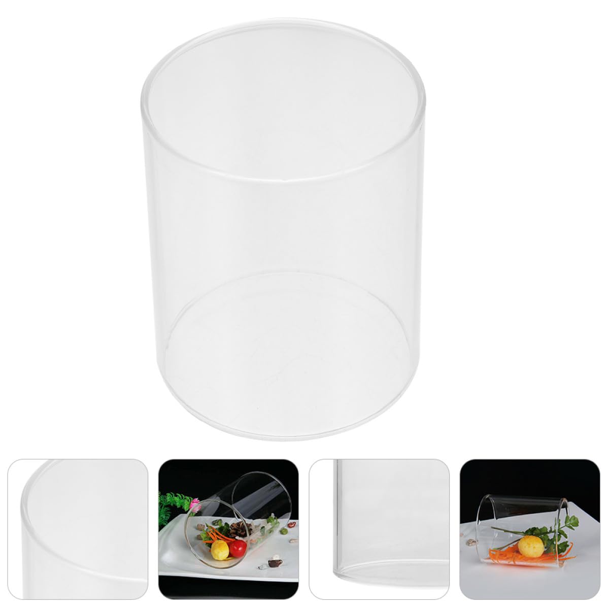 GANAZONO Transparenter Glaszylinder 18x12cm für Wohnraum und Feierlichkeiten Multifunktionales Teelichtglas und Glasschale zur Aufbewahrung von Lebensmitteln und Dekoration
