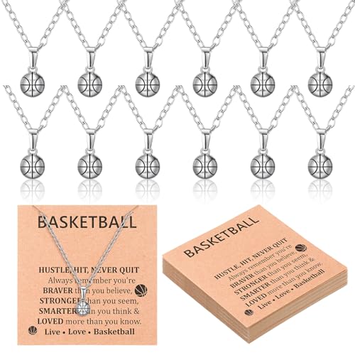 Image of Tondiamo 12 Pcs 3D Sports Ball Necklaces, Team Gifts