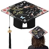 Dunzoom Christian Graduation Cap with 2026 Year Tassel Charm 9.5 x 9.5'' Religious Grad Hat with Printed Inspirational Bible(Walk by Faith, Not by Sight)