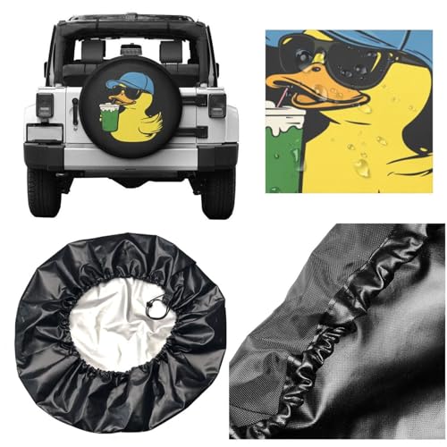 Image of Duck Yellow Sunglasses Spare Tire Cover-Cute Funny Waterproof Universal Spare Wheel Tire Covers Fit for Rv SUV Truck Camper Travel Trailer Accessories,17 inch