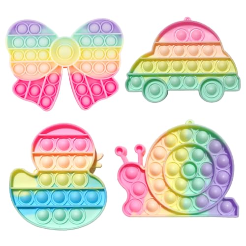 LAJUP 4 PCS Silicona Sensorial Fidget Juguete, Push Bubble Sensory Pop Fidget Juguete, Caracoles Trenes Pop Juguete Antiestrés para Add ADHD cumpleaños para Niños Adultos