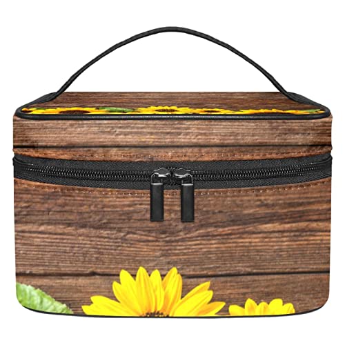 Trousse de maquillage suspendu tournesol avec crochet robuste et grand volume pour cosmétiques