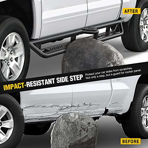 Image of Nilight Running Boards for 2007-2018 Chevy Silverado /GMC Sierra 1500;2007-2019 Chevy Silverado /GMC Sierra 2500HD 3500HD Extended Dual-StageTextured Powder Coated Side Step Nerf Bars