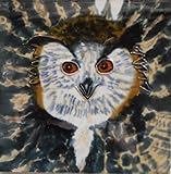 Owl Ceramic Art Tile with Easel Back 6x6 inches