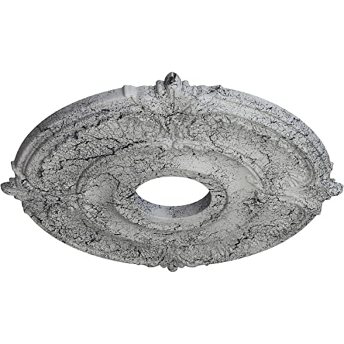 Image of Ekena Millwork CM18ATUWC - Attica - Ceiling Medallion, Ultra Pure White Crackle