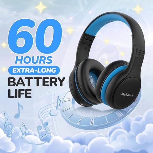 Image of JoySpark Kids Bluetooth Headphones, 60 Hours Playtime, Bluetooth 5.4 Kids Headphones Wireless, Type-C Fast Charging, 85 /94dB Volume Limited, Foldable Toddler Wireless Headsets with Mic-Black Blue