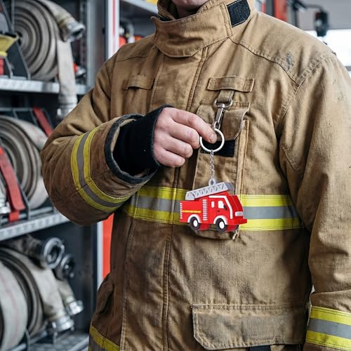 Image of Lineshading 48 Pcs Mini Pullback Fire Truck Keychain Bulk Firefighter Party Favors Small Fire Truck Toys Keychain Gifts Birthday Party Supplies