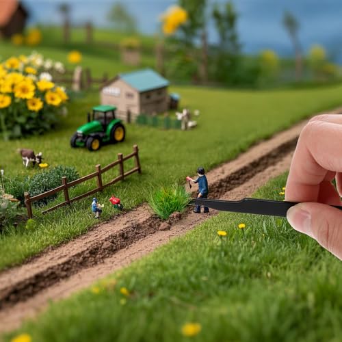 Xthrotsenk Graskopf Modellbau Gras Grasbüschel Pflanzen Modell Tiefland-Sträucher Kunstrasen Miniatur-Gelände Buschige Büschel für DIY-Sandgelände, Eisenbahn, Spielszenerie (Herbstgrün)