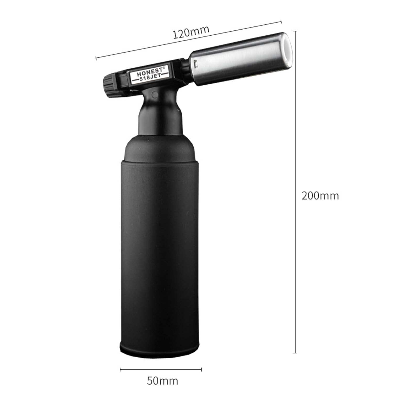 Jet Flamme Briquet Grande Capacité Extérieure Coupe-vent pour Cheminée, Gril, Cuisson, Barbecue, Camping, Crème Brûlée, Fabrication de Bijoux, Soudage(noir)