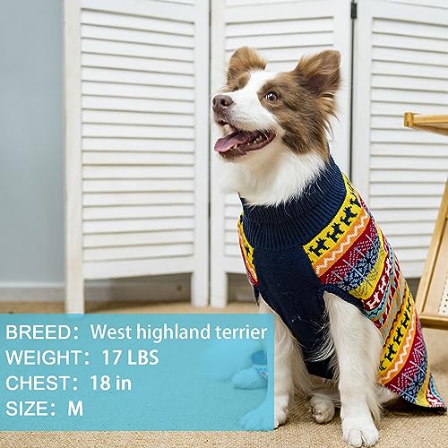 Image of Mihachi Dog Sweater - Winter Coat Apparel Clothes with Colorful Stripes for Cold Weather
