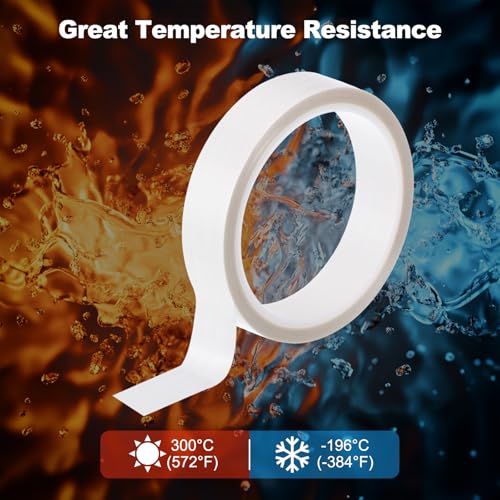 Image of PATIKIL Heat Resistant Tape, 0.8 Inch x 33 Feet High Temperature Tape PTFE Adhesive High Heat Tape Waterproof for Vacuum Sealer Machine Insulation Protection, White, 0.13mm Thick