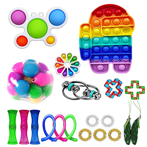 Stress Relief Fidget Toy Pack, Fidget Toys Set with Push Pop Bubble Simple Dimple,Decompression Fidgets with Infinite Cube,Fidget Toys Gifts That Easy to Carry for Kids