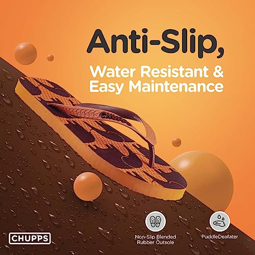 CHUPPS Men's/Boys Natural Rubber Flip Flops Slippers, Comfortable & Ultra-Light, Waterproof, Odour-Free, Non-Slip Thong With Gently Massaging Footbed