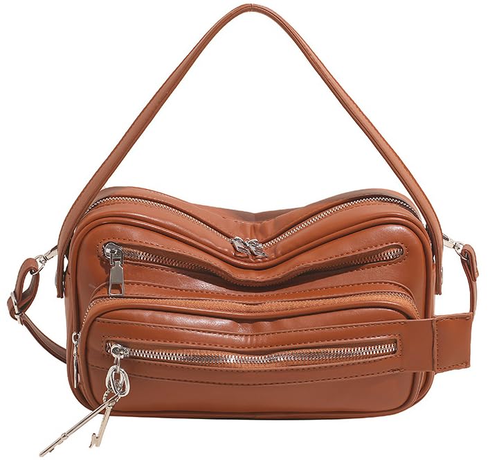 Zipper Hobo Purses for Women PU Leather Multi-pocket Shoulder Bag Chic Crossbody Bag 2025