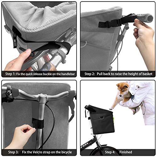 J&C Dog Bicycle Carrier Basket Bag for Small Dog or Cat,Pet Carrier Cage Booster Seats,Comfy & Padded Shoulder Strap… - Image 8