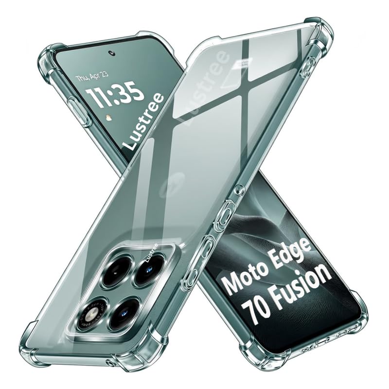 Image of Lustree Back Cover Transparent Case Compatible with Motorola Edge 70 Fusion 5G | Clear + TPU Case with 4 Corner Air Cushion Protection & Camera Protection | Slim& Stylus Cover