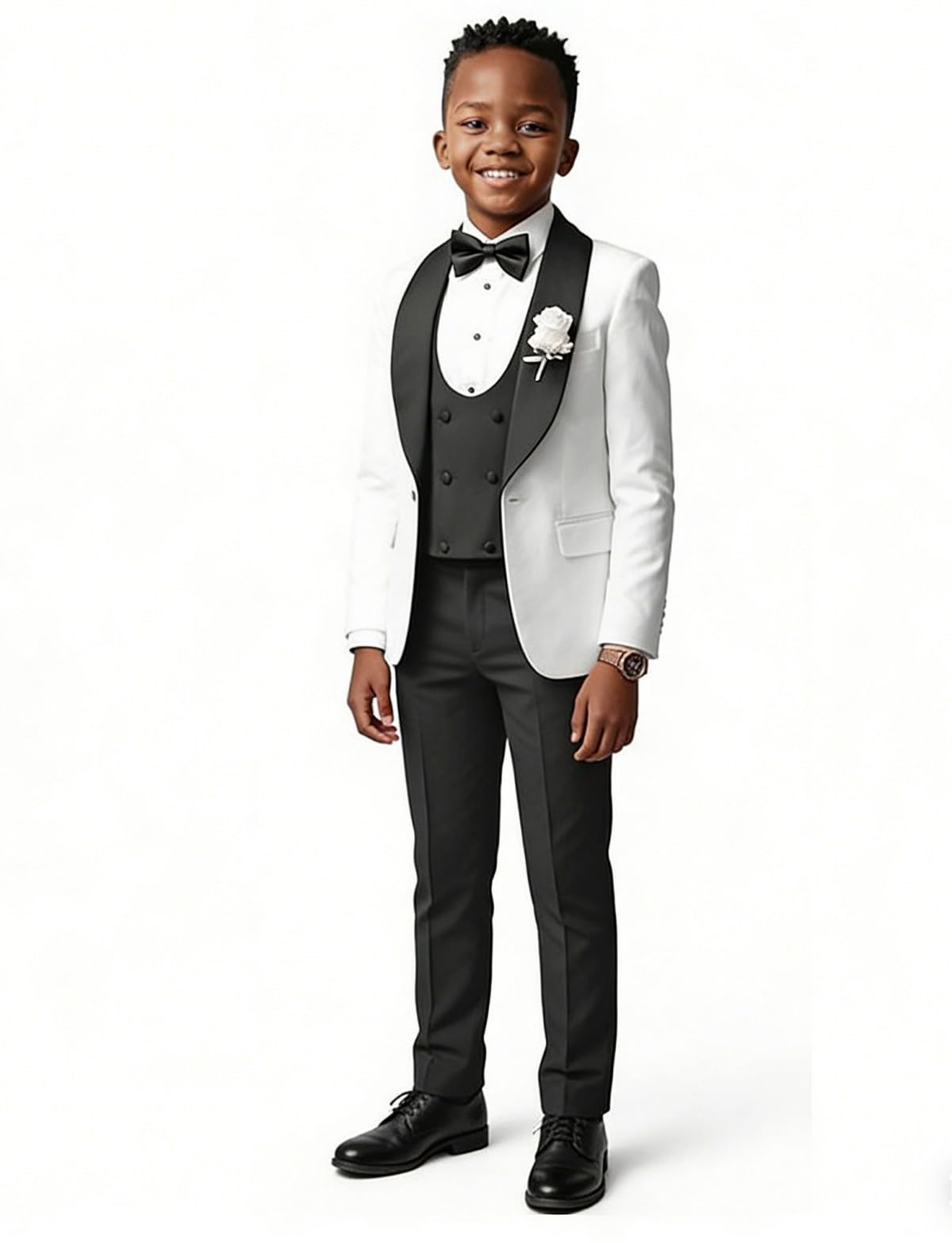 Traje ajustado para niños, chaqueta de esmoquin formal de 3 piezas para niños, chaqueta de esmoquin, chaleco, pantalones, traje de fiesta