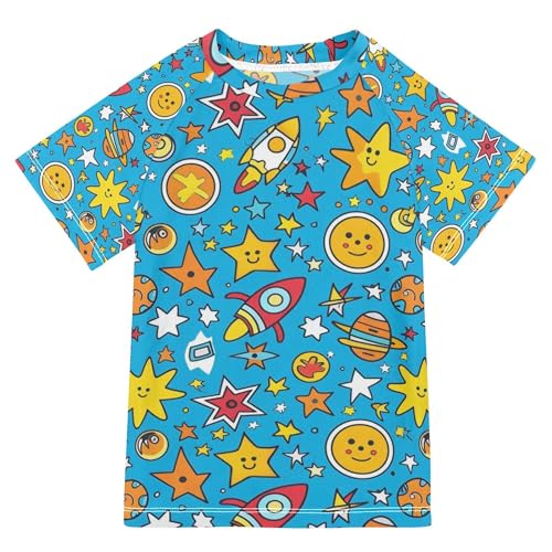 Star Planet Bathing Suit Kids Short Sleeves T Shirts Swimwear Beach Tops 3T