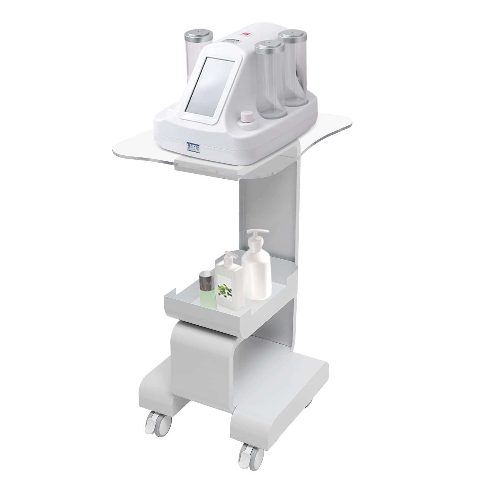 MINRS Salonwagen Kosmetikwagen mit Rollen Beauty Salon Trolley Arbeitswagen Kosmetik Friseur Rollwagen Tragfähigkeit 15kg 47 x 37 x 76 cm für Friseur Beauty Salon SPA,Weiß